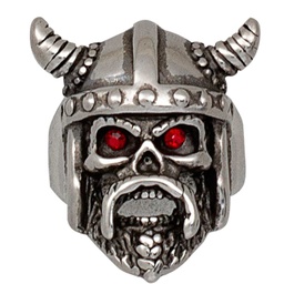 ANILLO VIKINGO OJOS ROJOS PLATA