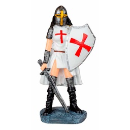 [39516] FIGURA TEMPLARIA ESPADA Y ESCUDO 8 CM BLANCO