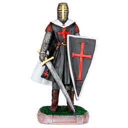 [39528] FIGURA TEMPLARIO ESPADA Y ESCUDO 8 CM NEGRO