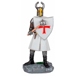 [39512] FIGURA TEMPLARIO MAZA Y ESCUDO 18 CM BLANCO