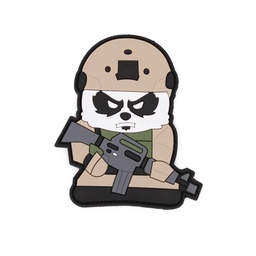 [IW-08306-CO] PARCHE IMMORTAL PVC 3D OSO PANDA TACTICO C/FUSIL BEIGE-BLANCO