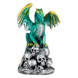 [39597] FIGURA RESINA DRAGON CALAVERAS VERDE