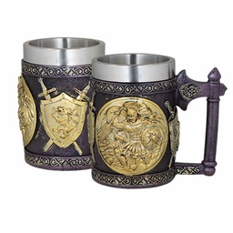 [39802] TAZA RESINA ROMANA XXL GRIS-AMARILLA