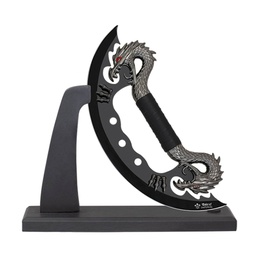 [32785] CUCHILLO DECORACION TOLE10 DRAGONES PLATA-NEGRO