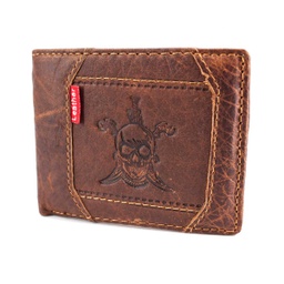 [0746K-1A] CARTERA PIEL CALAVERA SABLES MARRON-NEGRA