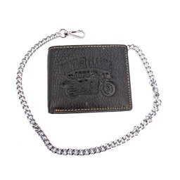 [429K-1A] CARTERA PIEL MOTO VINTAGE CADENA NEGRA