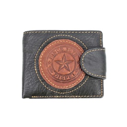 [825000] CARTERA PIEL ESTRELLA CON CADENA NEGRA-MARRON