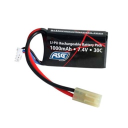 [17462A] BATERIA LIPO ASG 7.4V 1000MAH 30C 1STICK NEGRA