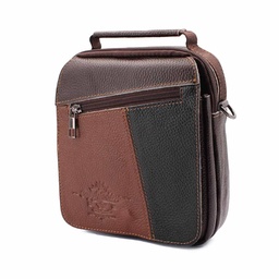 [HD7257] BOLSO CUERO GENUINE TAPA LARGA NEGRO-MARRON